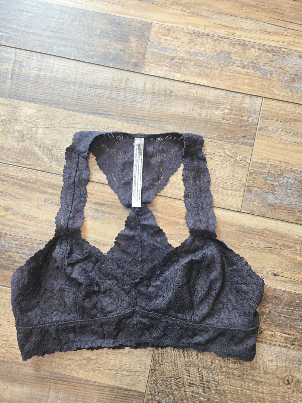Free People Intimately Galloon Lace Racerback Bralette Black Large L